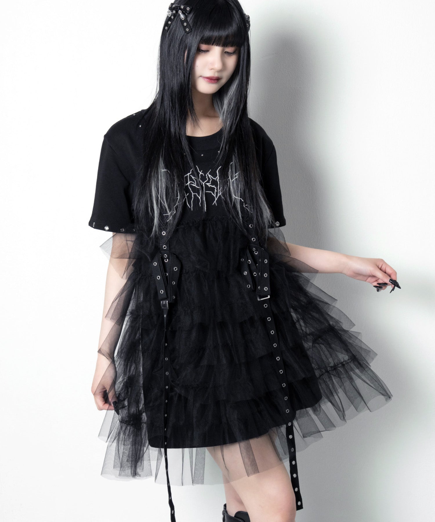 【LAZY SLAY】リボンチュールワンピース