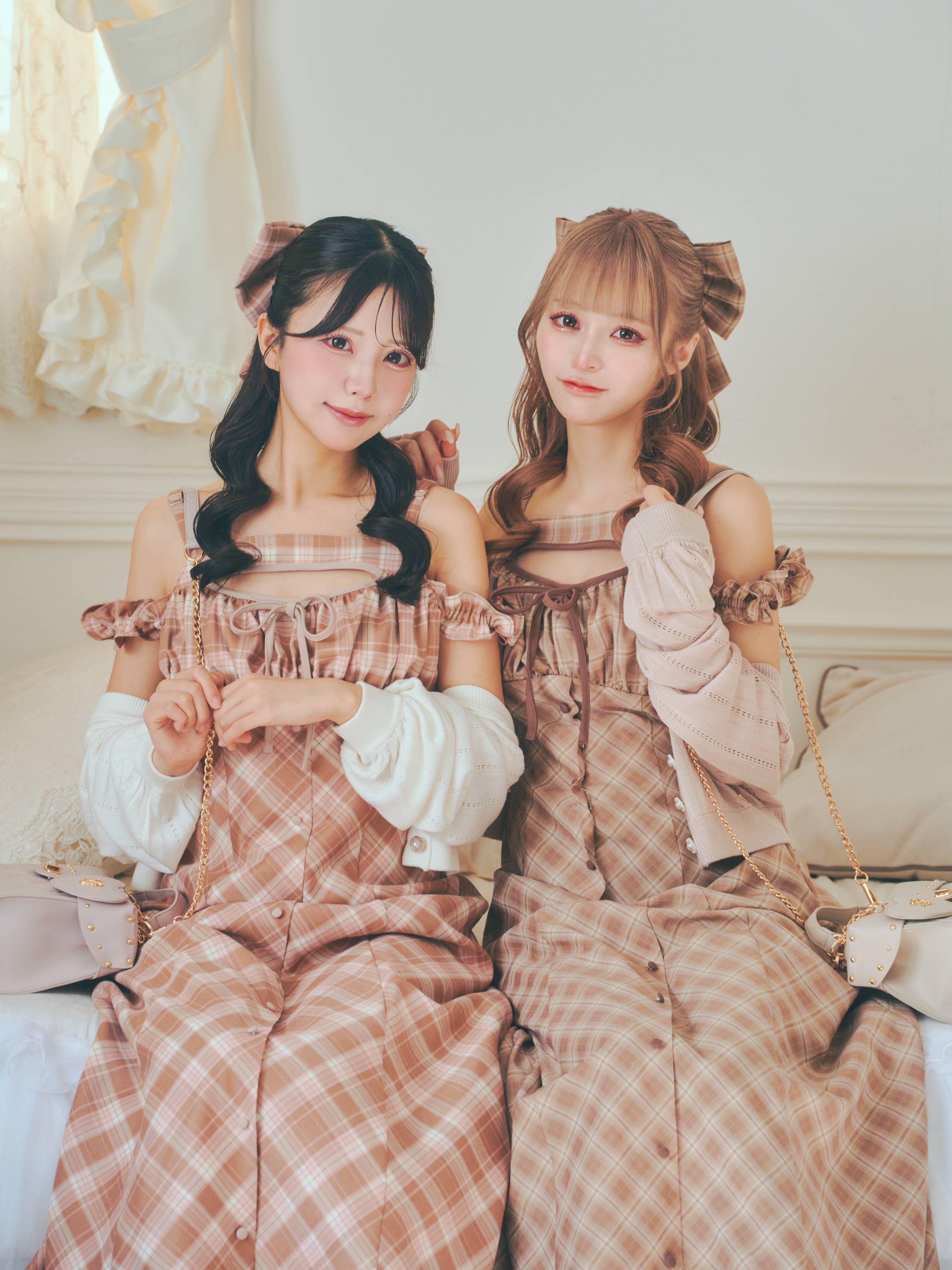 《LAFARY》チェックキャミロングワンピース