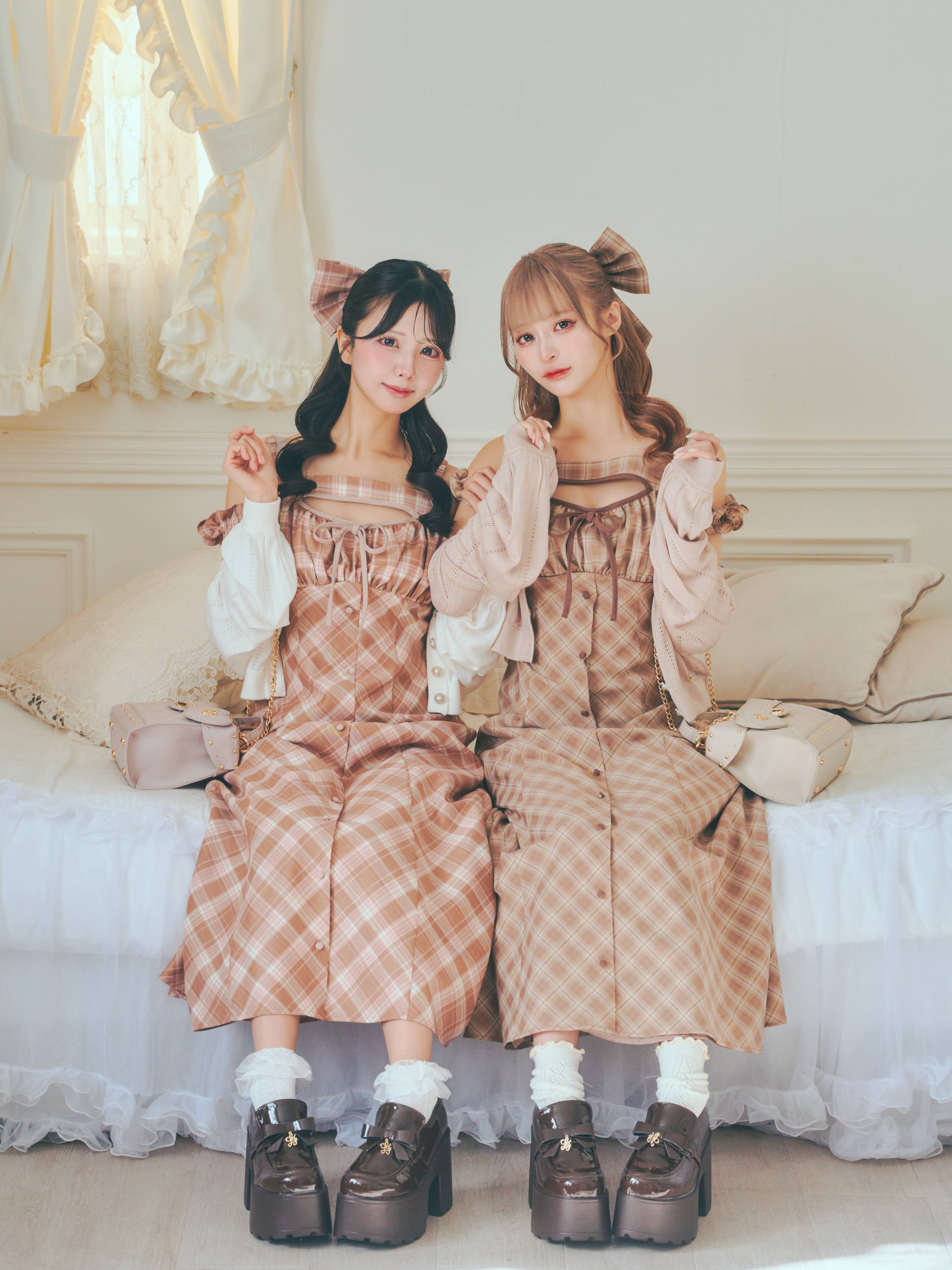 《LAFARY》チェックキャミロングワンピース