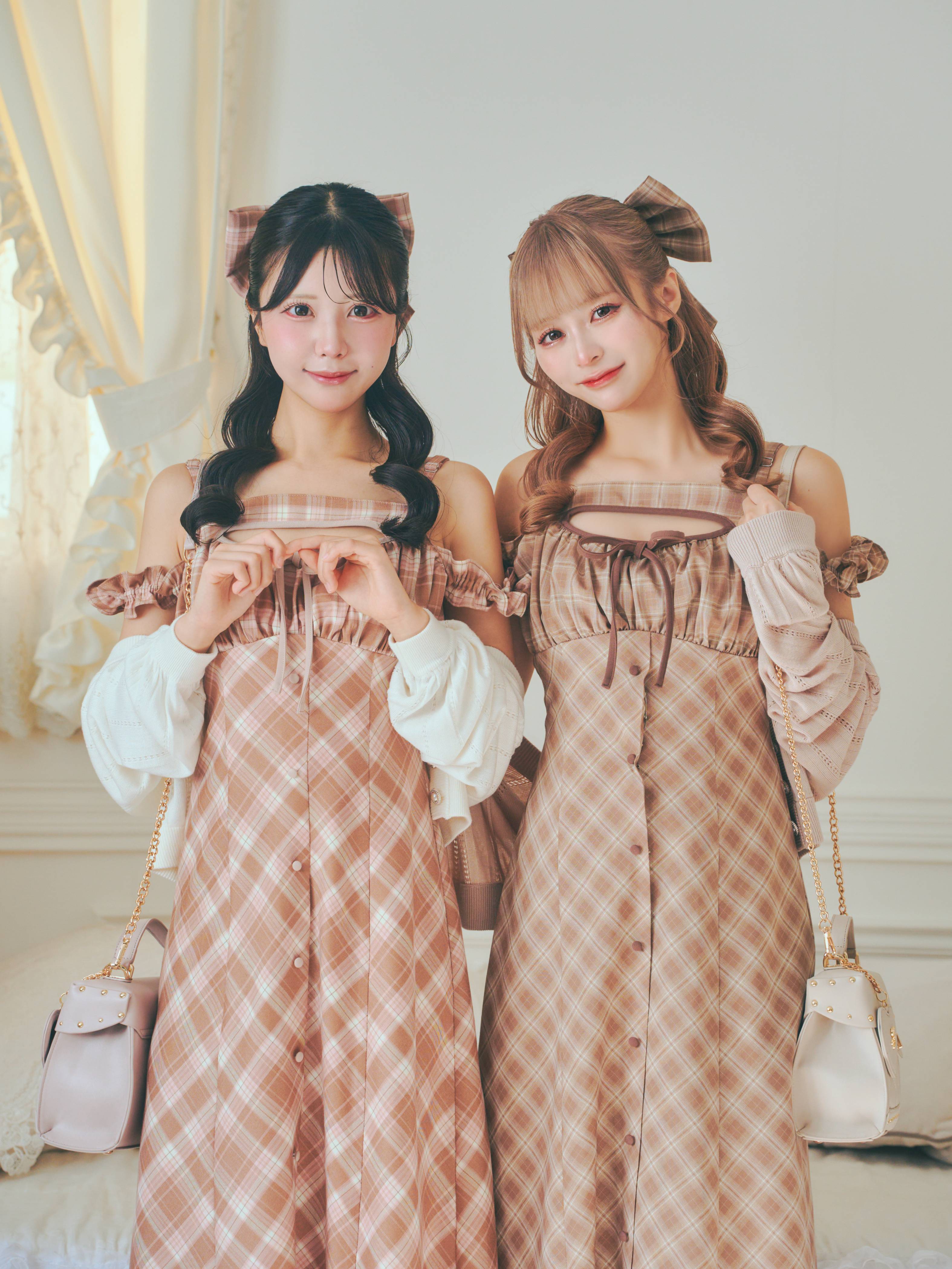 《LAFARY》チェックキャミロングワンピース