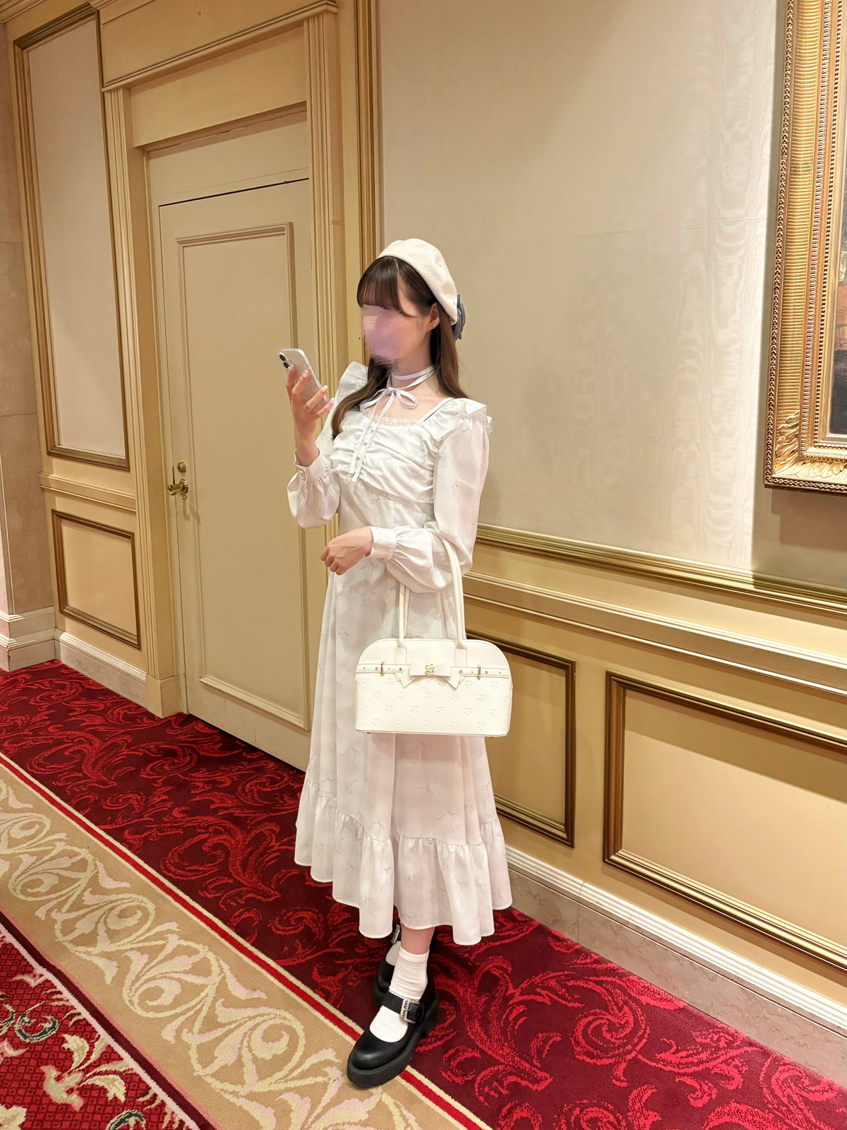 《LAFARY closet》チェックリボンロングワンピ