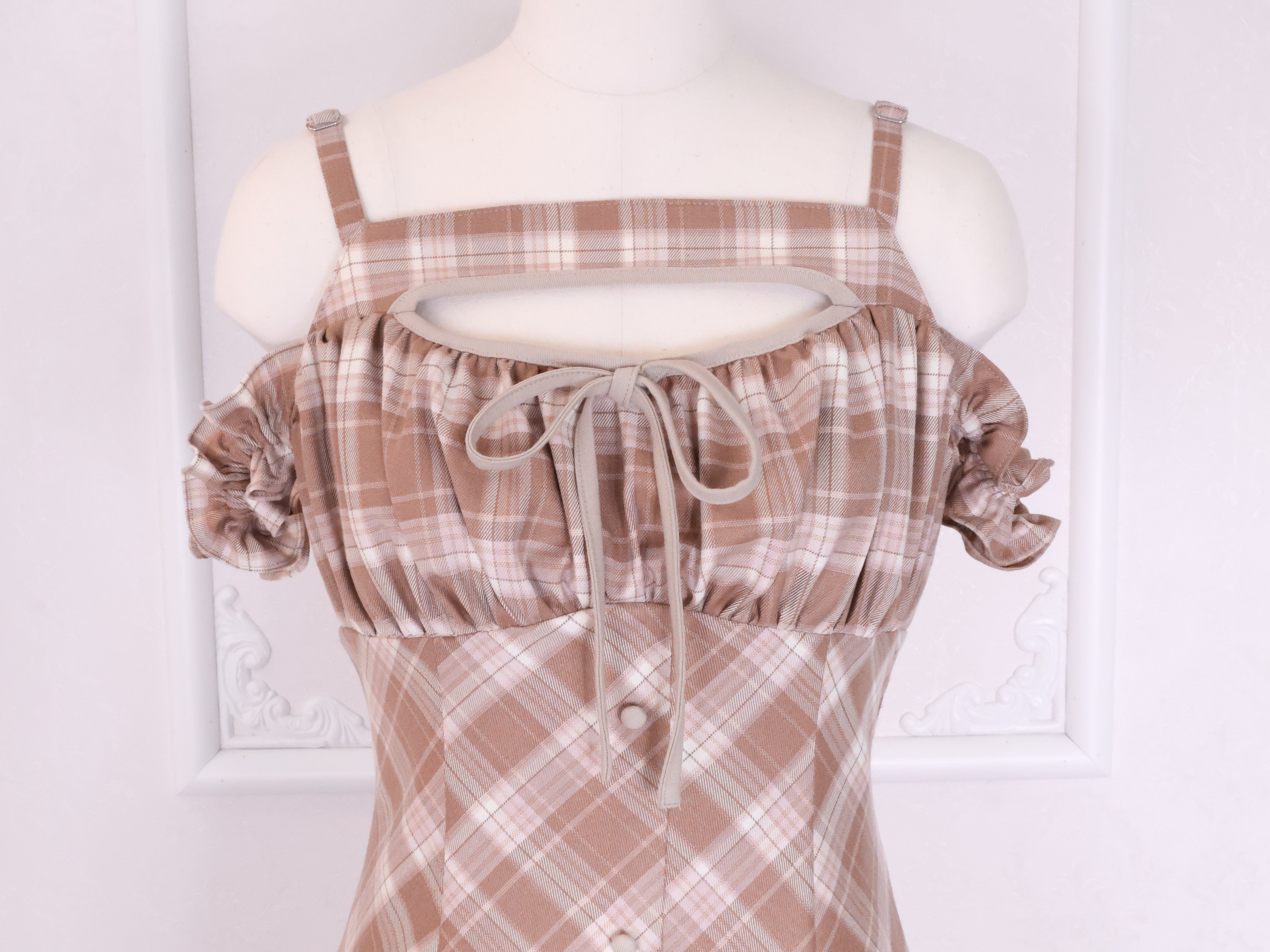 《LAFARY》チェックキャミロングワンピース