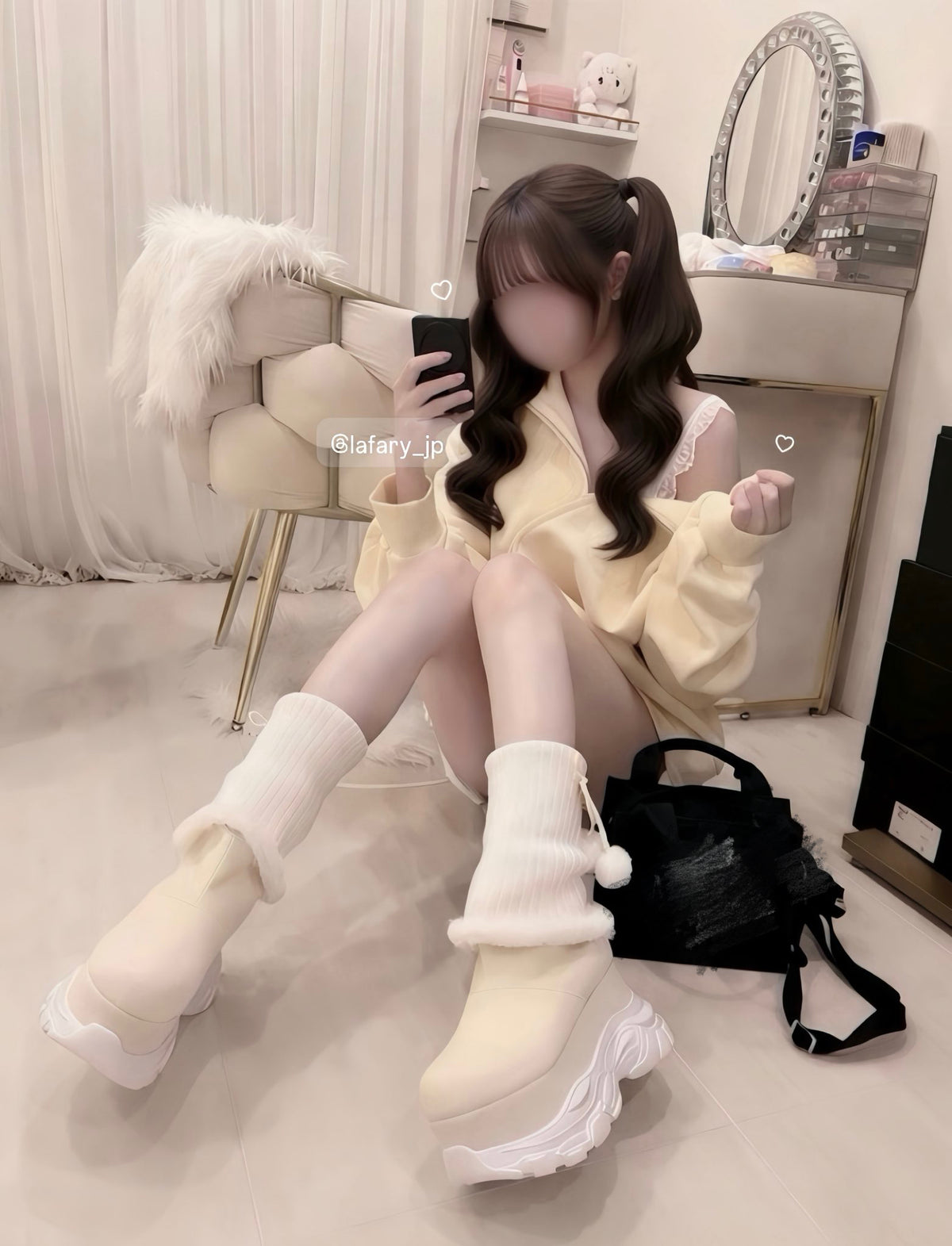 《LAFARY closet》ルーズニット厚底ブーツ