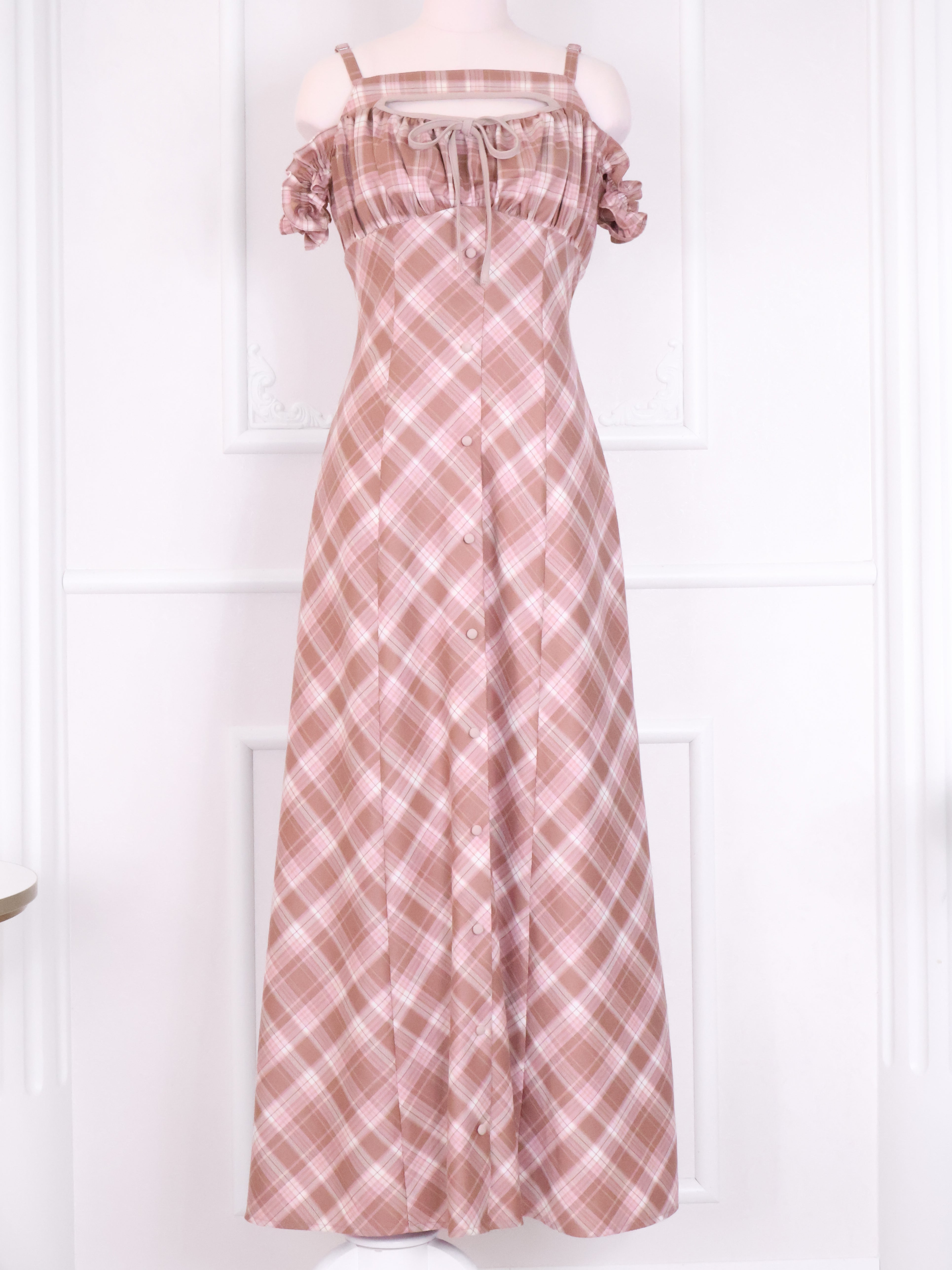 《LAFARY》チェックキャミロングワンピース