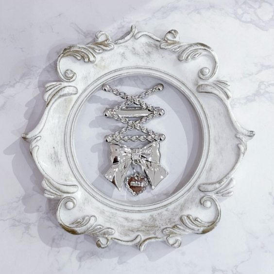 《mine》レースアップリボンシルバークリップ