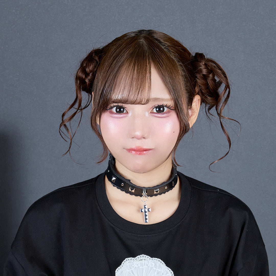 《mine》スタッズクロスレースチョーカー