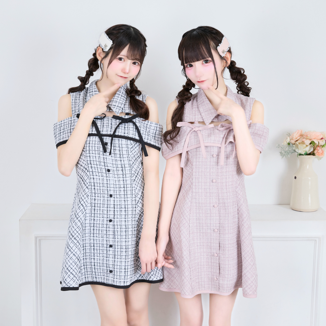 フレアー⭐︎ LAFARY closet》デコルテ開きツイードフレアワンピース- LAFARY ONLINE