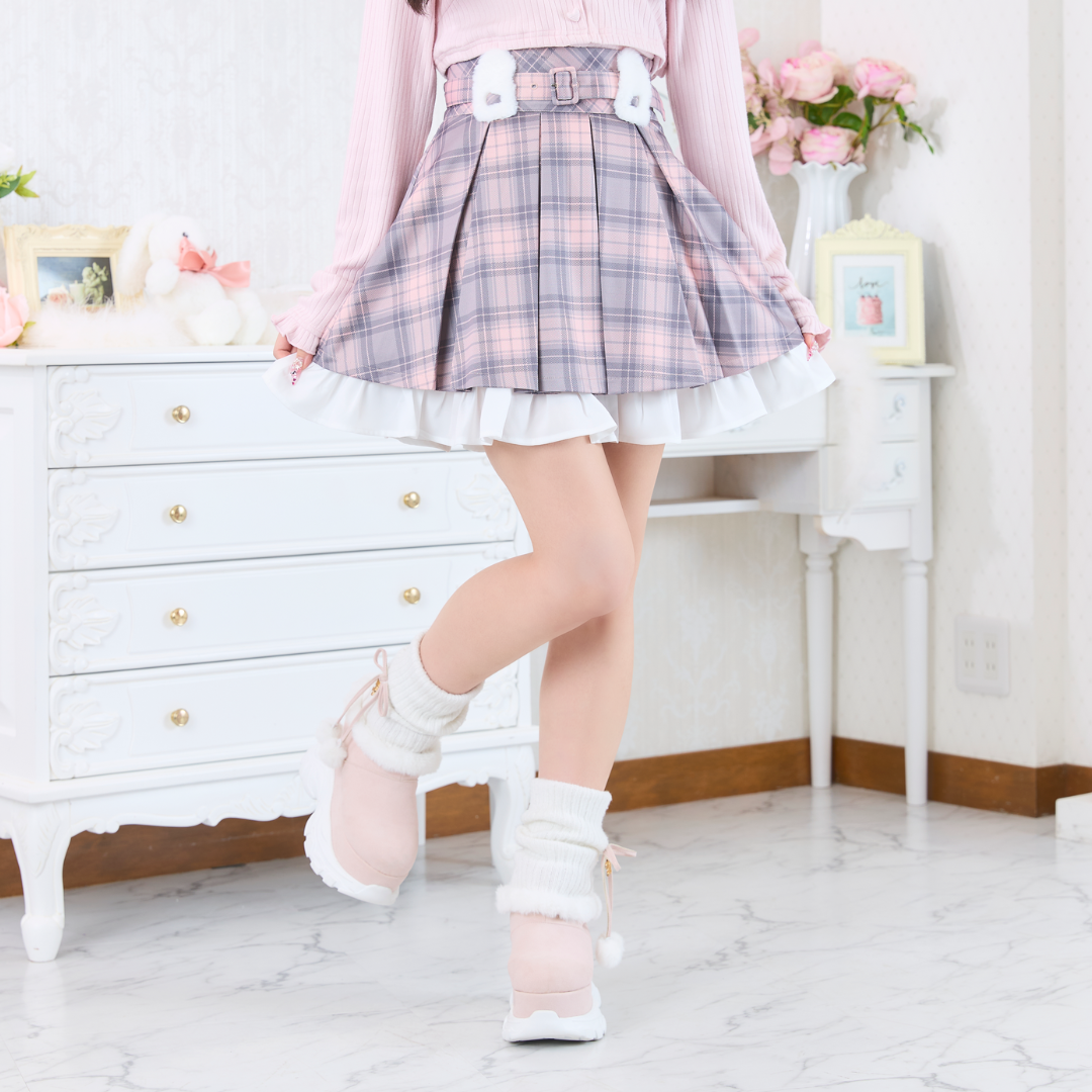 《LAFARY closet》ファーベルトループプリーツスカパン