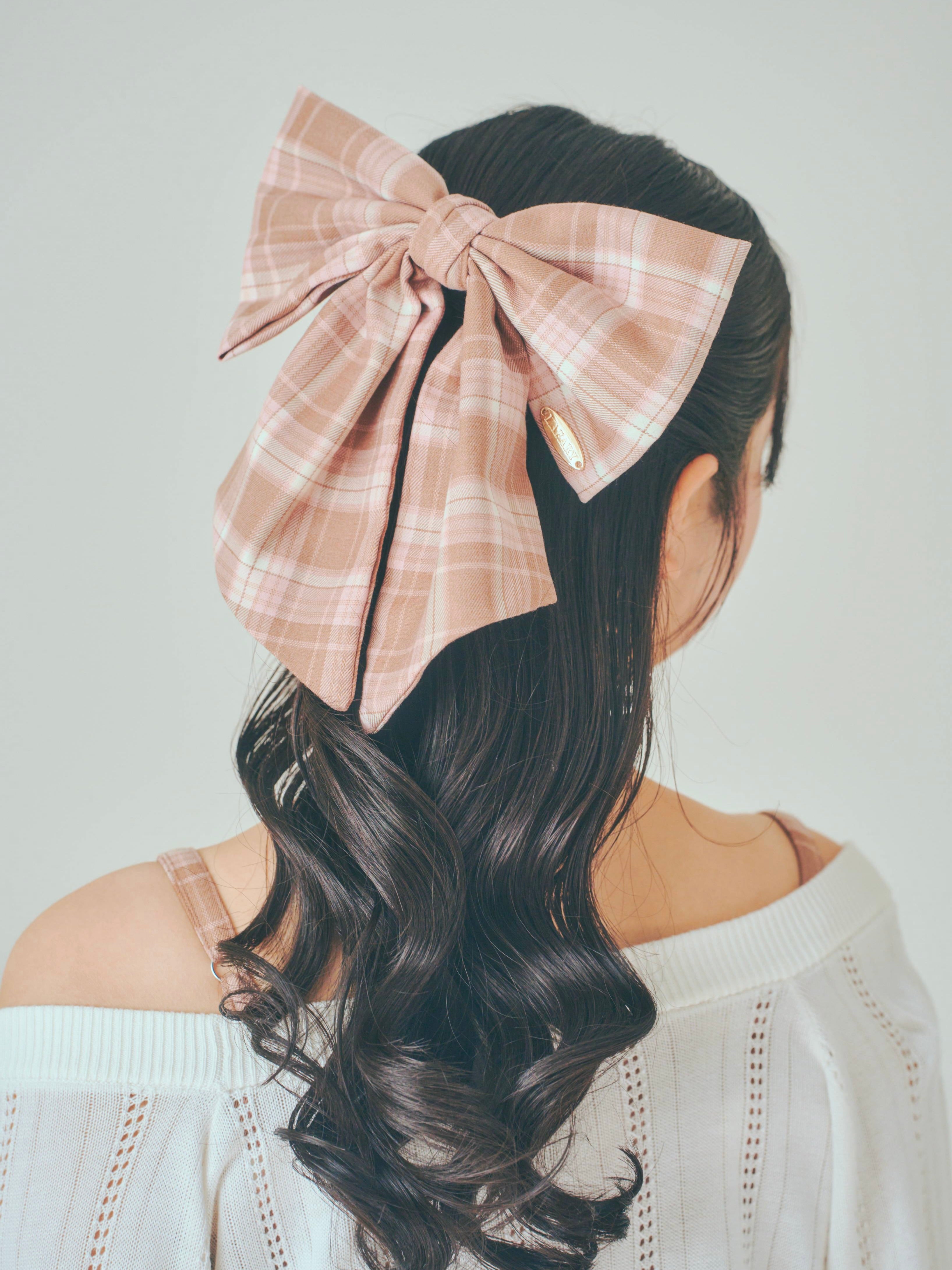 《LAFARY》チェックリボンバレッタ