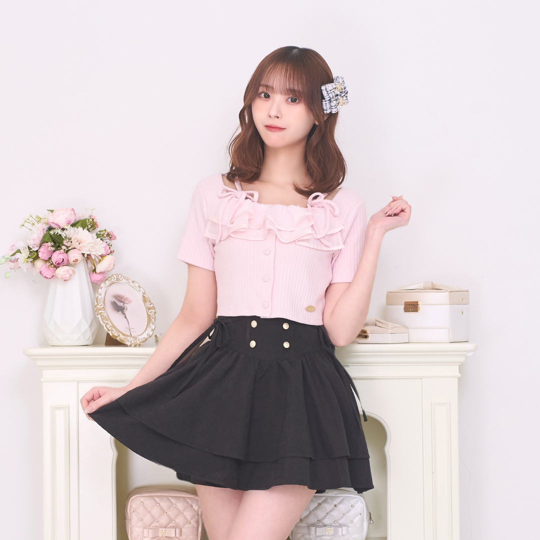 《LAFARY closet》チュールフリルリブトップス