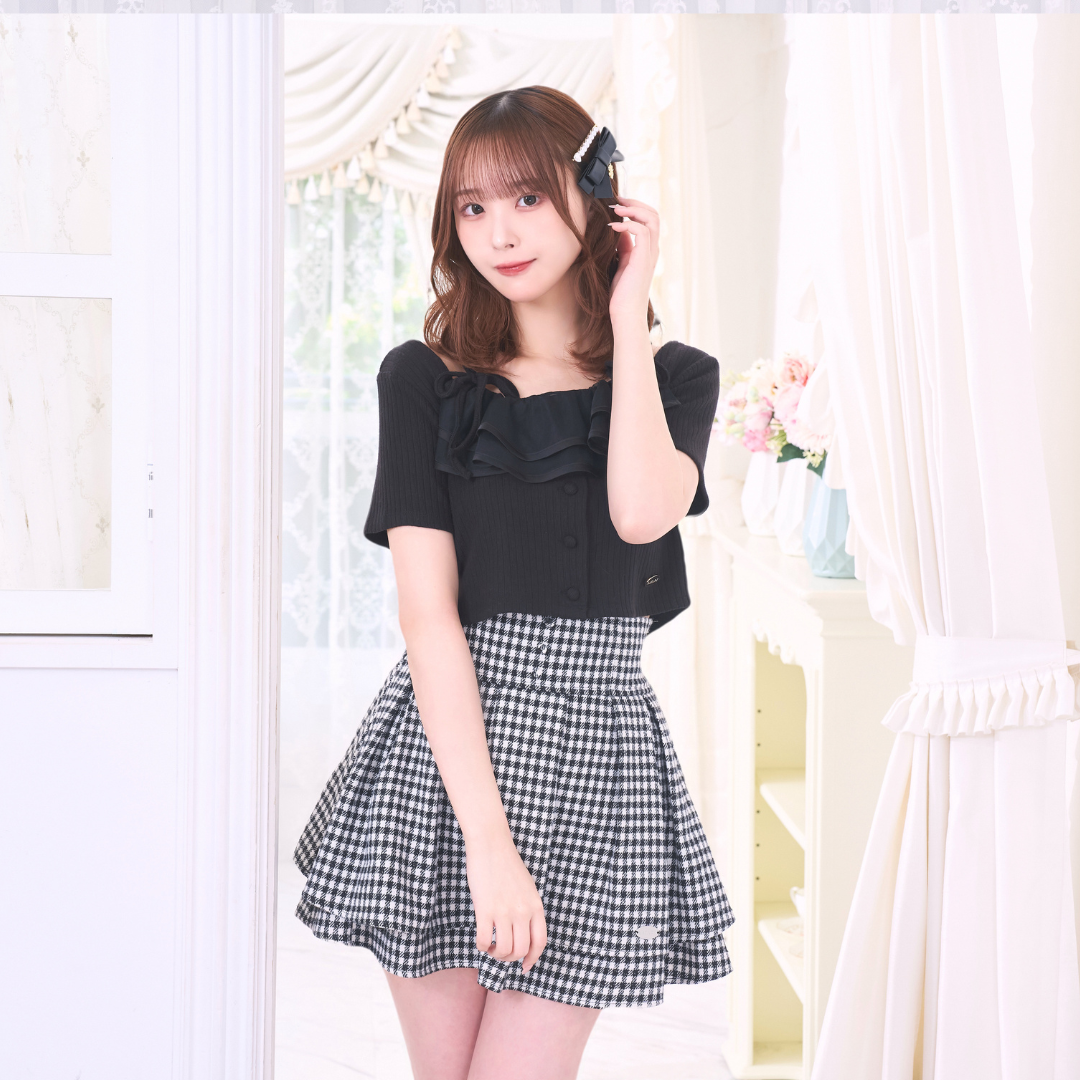 《LAFARY closet》チュールフリルリブトップス