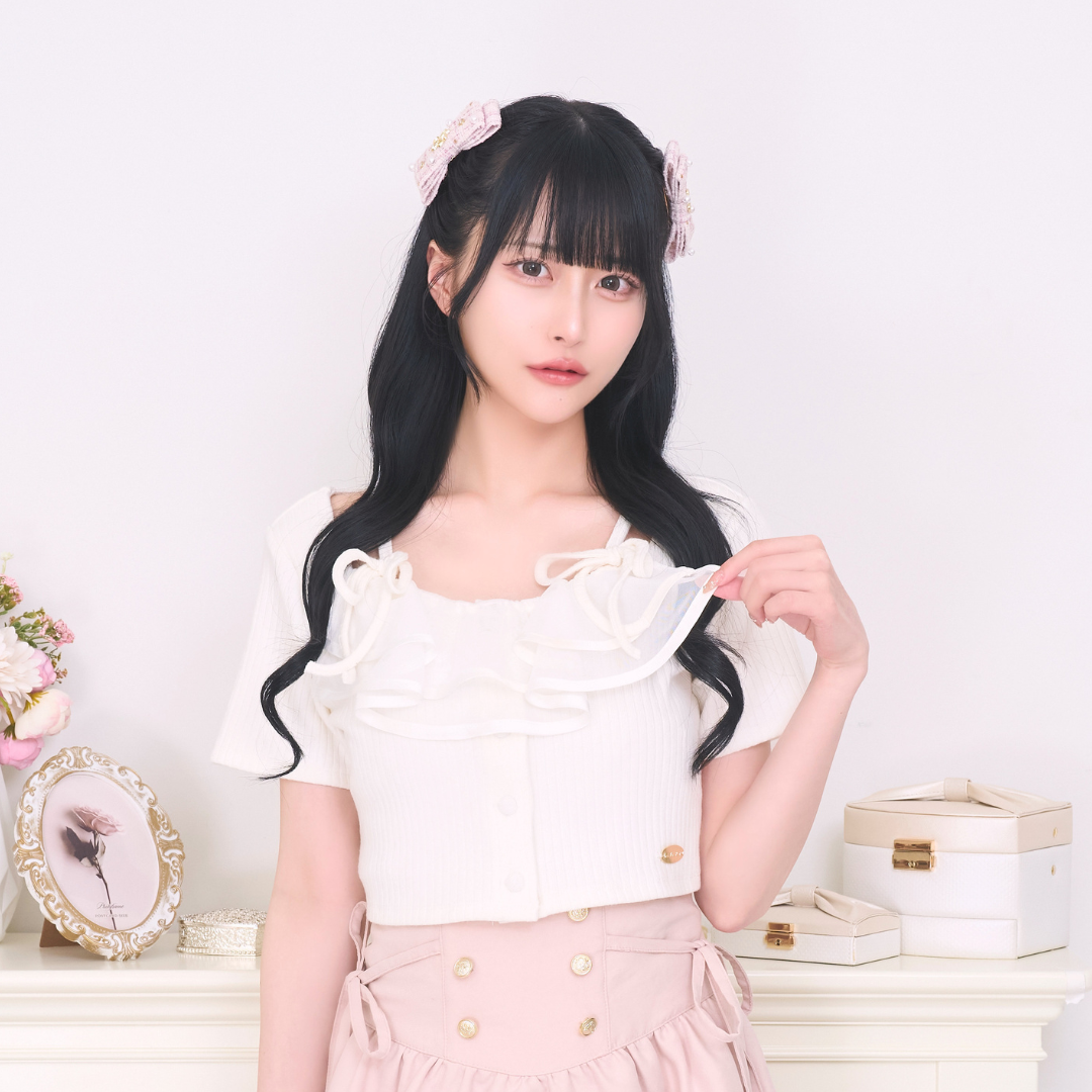 《LAFARY closet》チュールフリルリブトップス