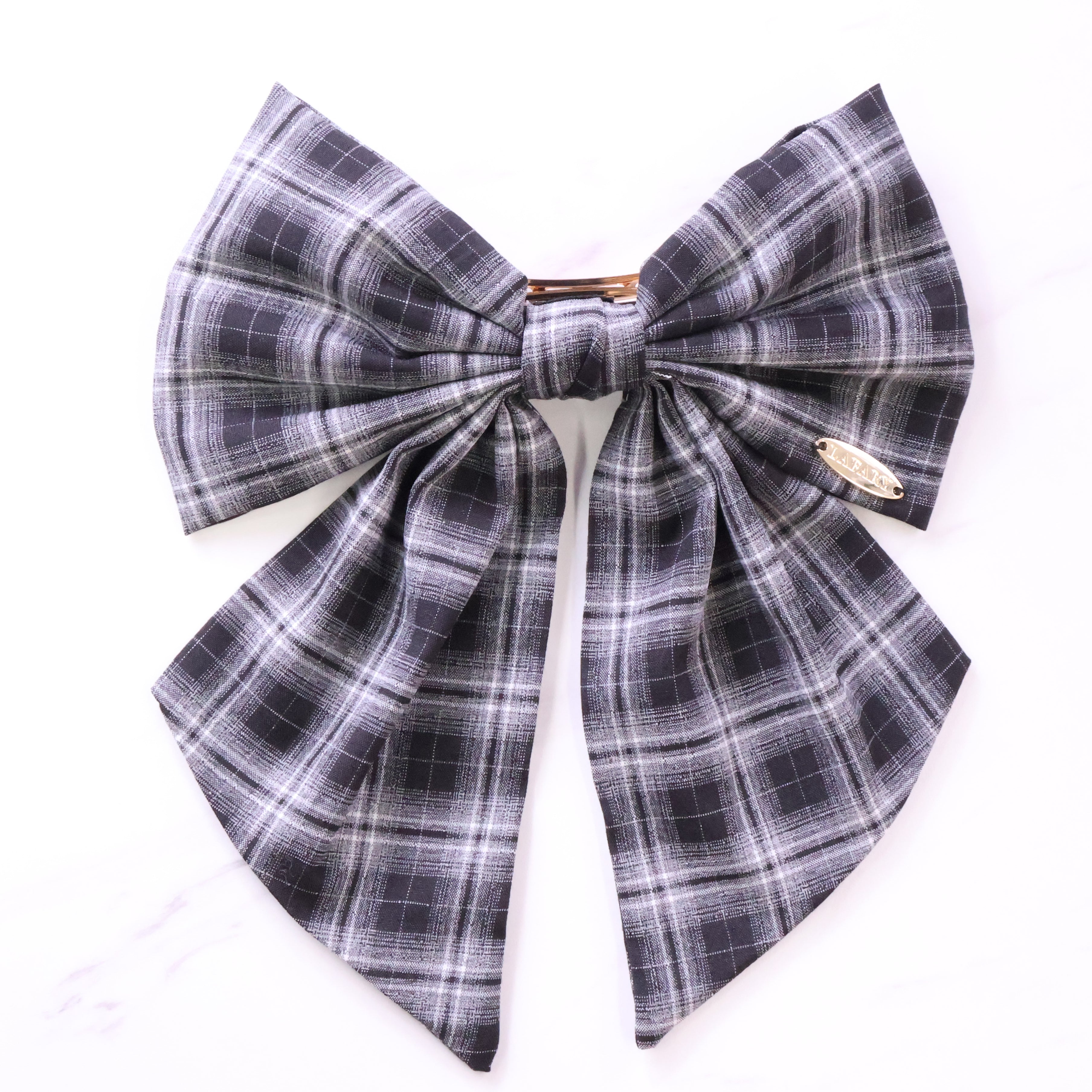 《LAFARY》チェックリボンバレッタ