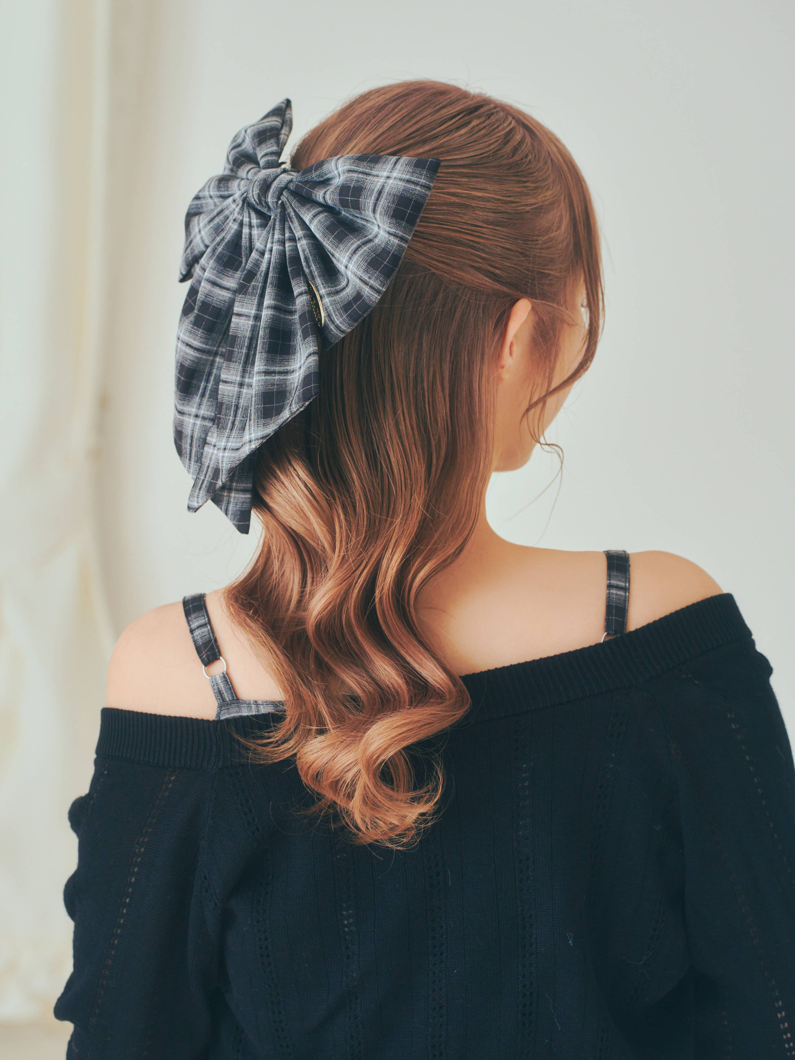 《LAFARY》チェックリボンバレッタ