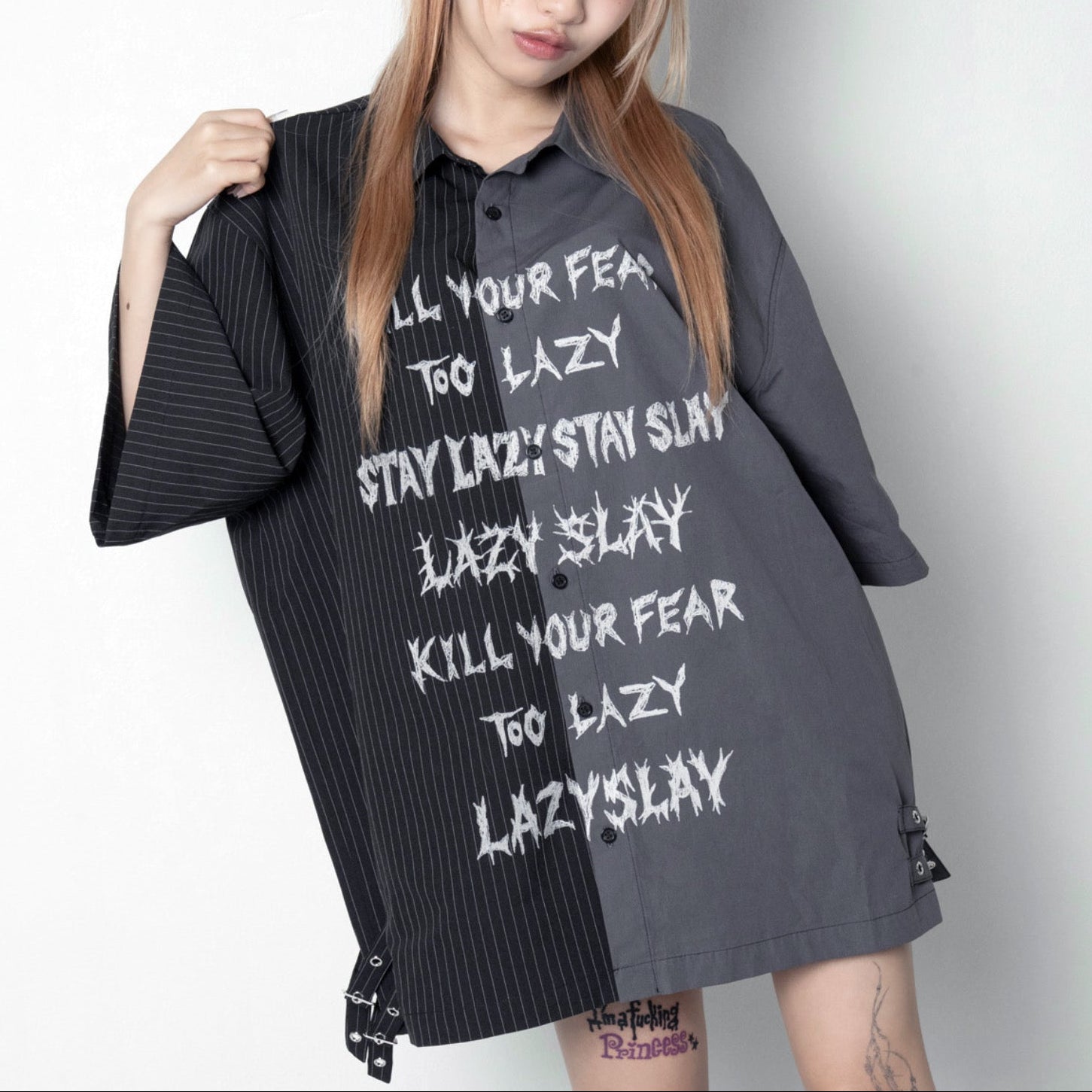 【LAZY SLAY】ツートンオーバーシャツ
