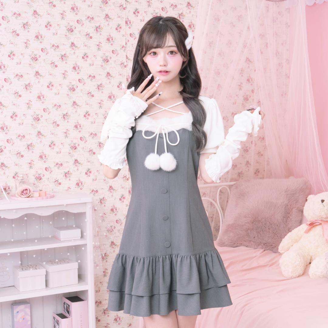 《LAFARY closet》ポンポンティアードワンピース