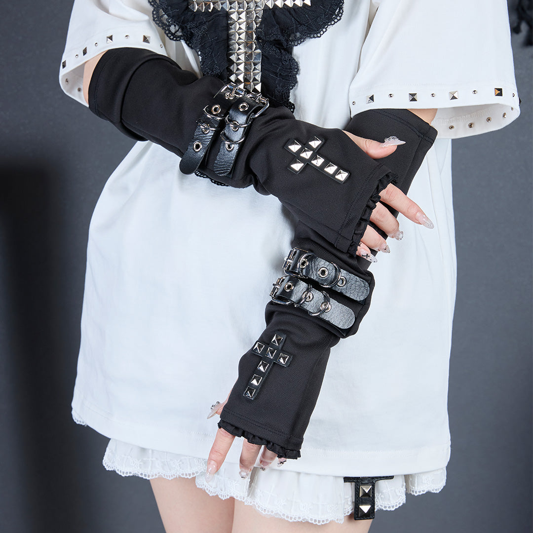 《mine》スタッズクロスアームウォーマー