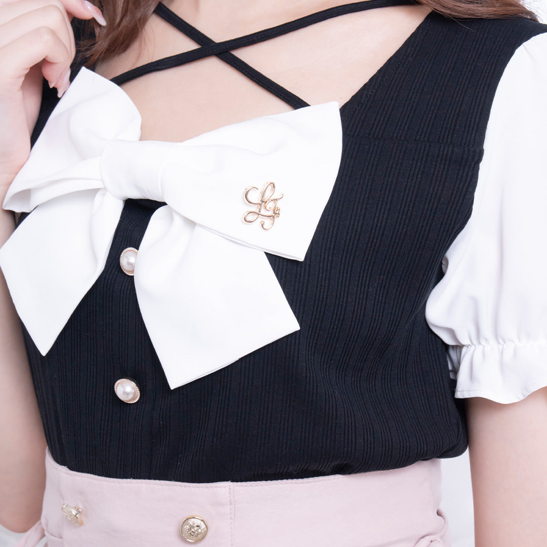 《LAFARY closet》リボンリブトップス