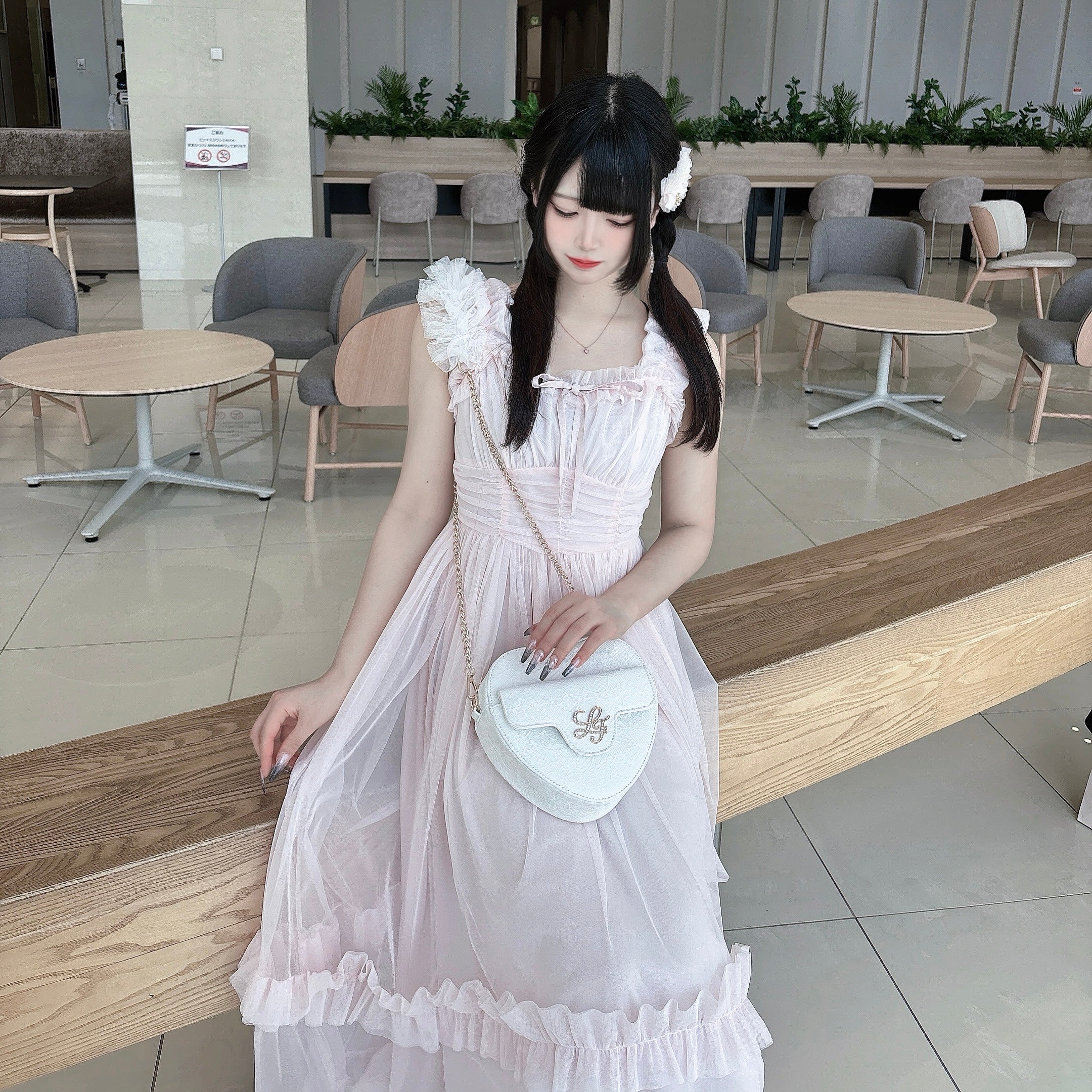 《LAFARY closet》チュールフリルロングワンピース