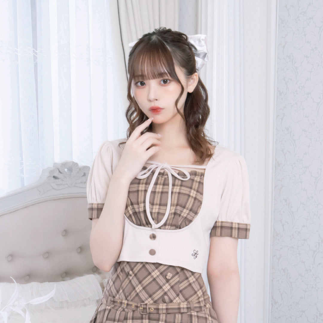 《LAFARY closet》チェックレイヤードリブトップス