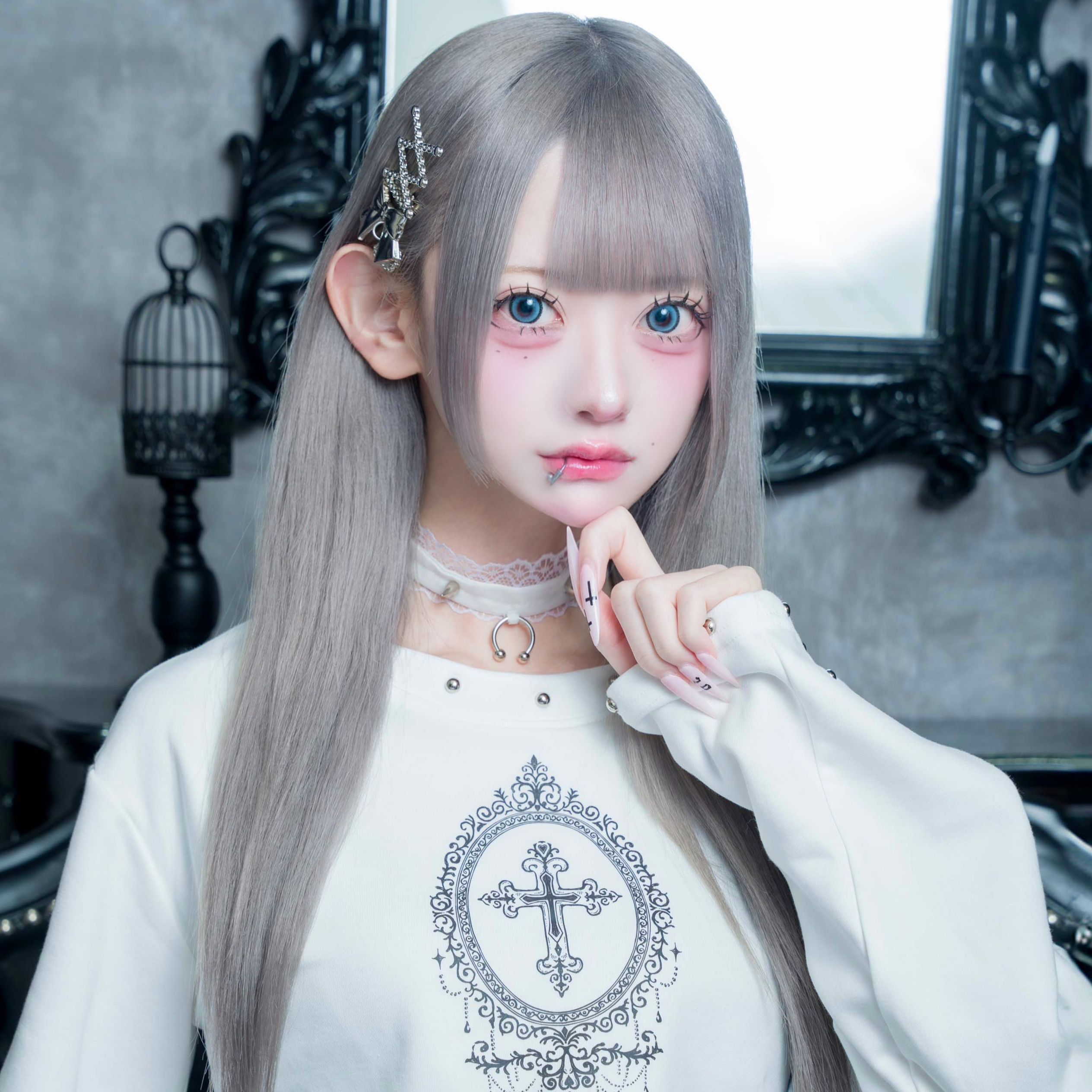 《mine》レースリボンシルバークリップ