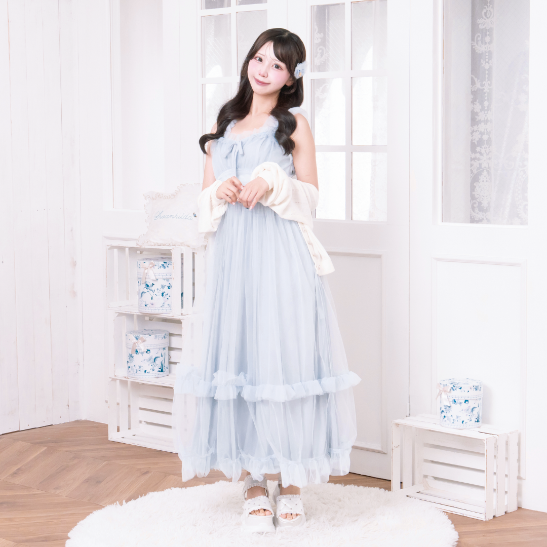 《LAFARY closet》チュールフリルロングワンピース