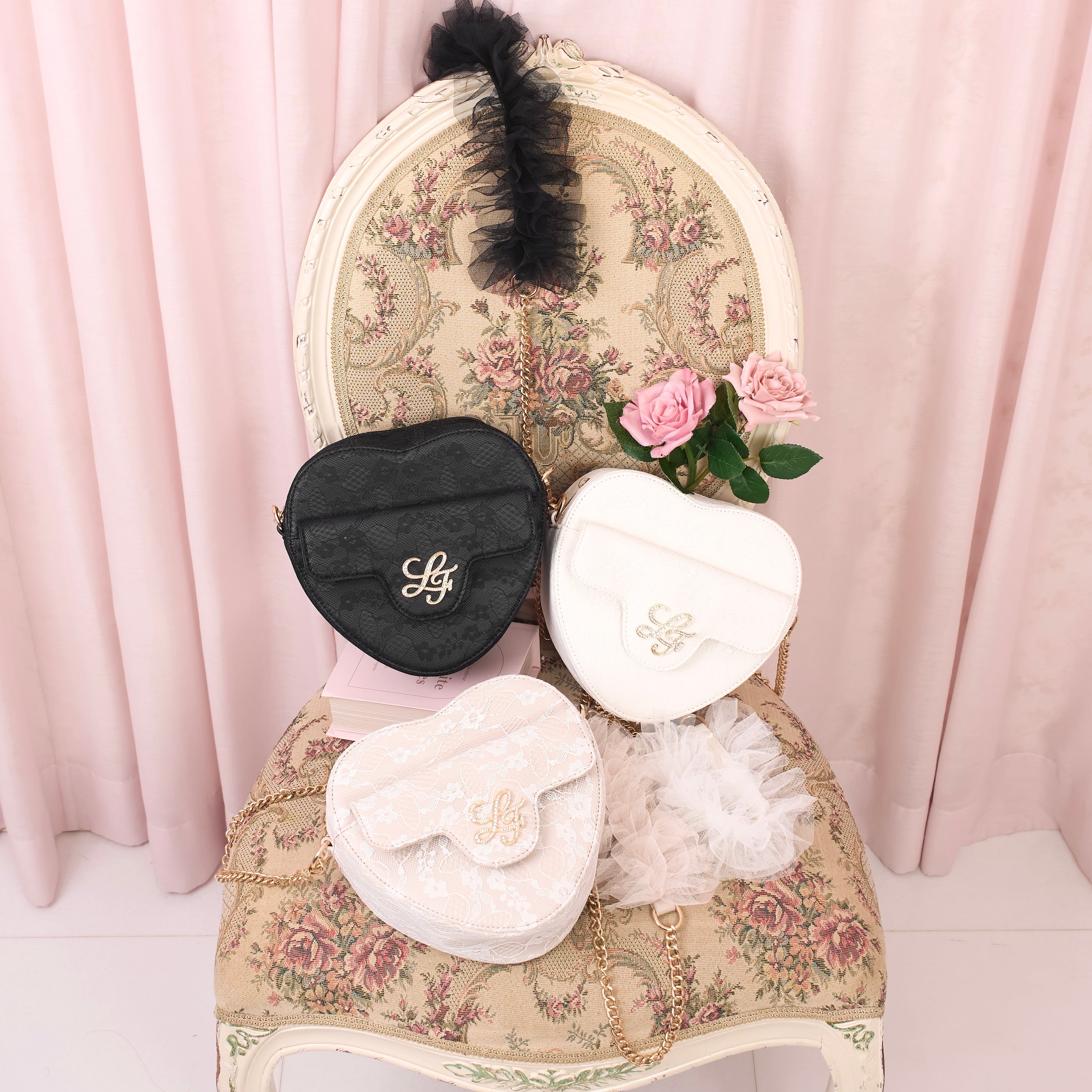 《LAFARY closet》チュールレースハートバッグ