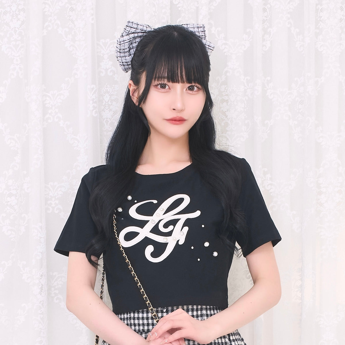 《LAFARY closet》ビジューツイードリボンバレッタ