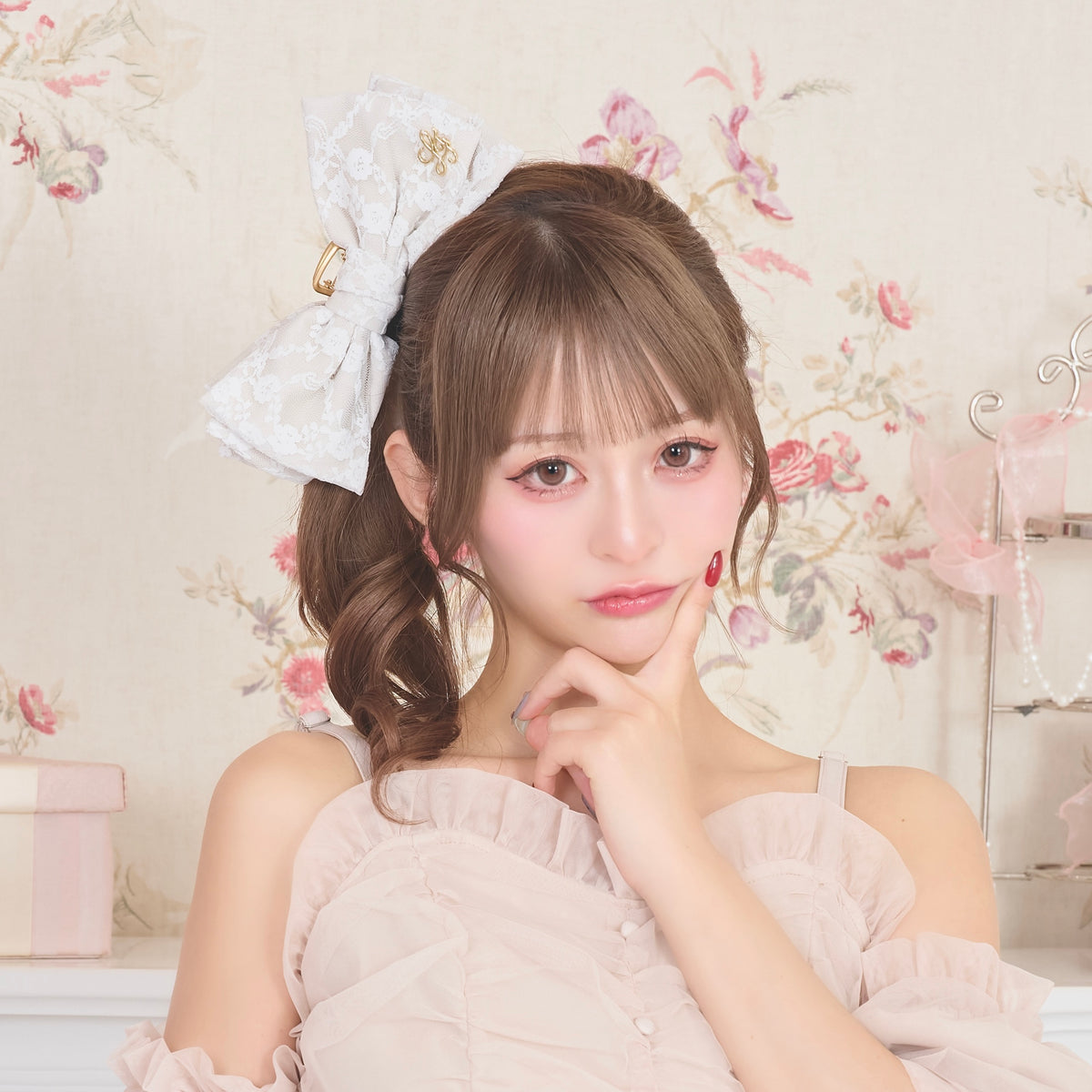 《LAFARY closet》レースリボンバンスクリップ