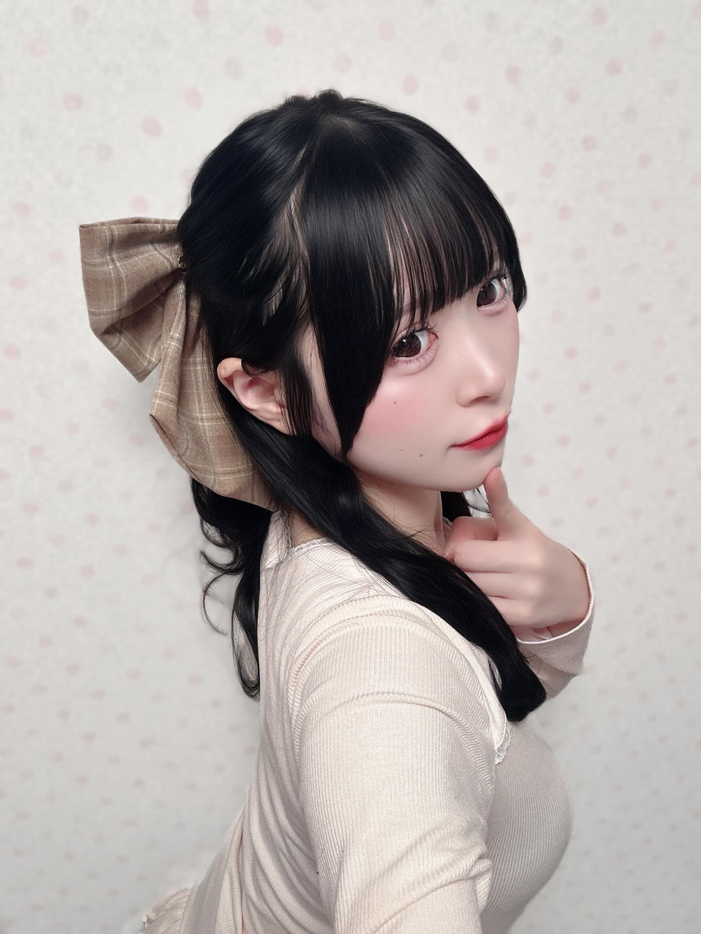 《LAFARY》チェックリボンバレッタ