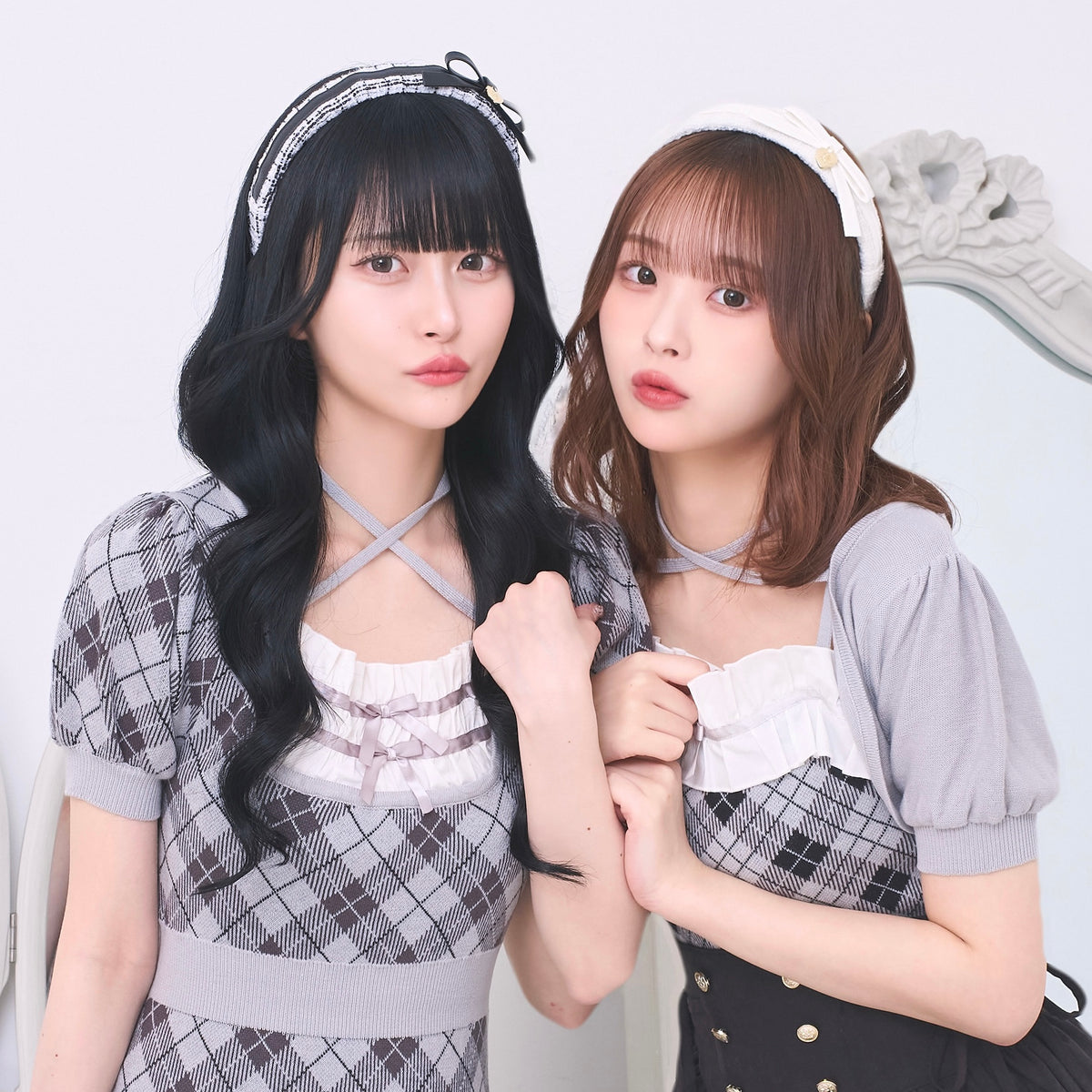 《LAFARY closet》合皮リボンツイードカチューシャ