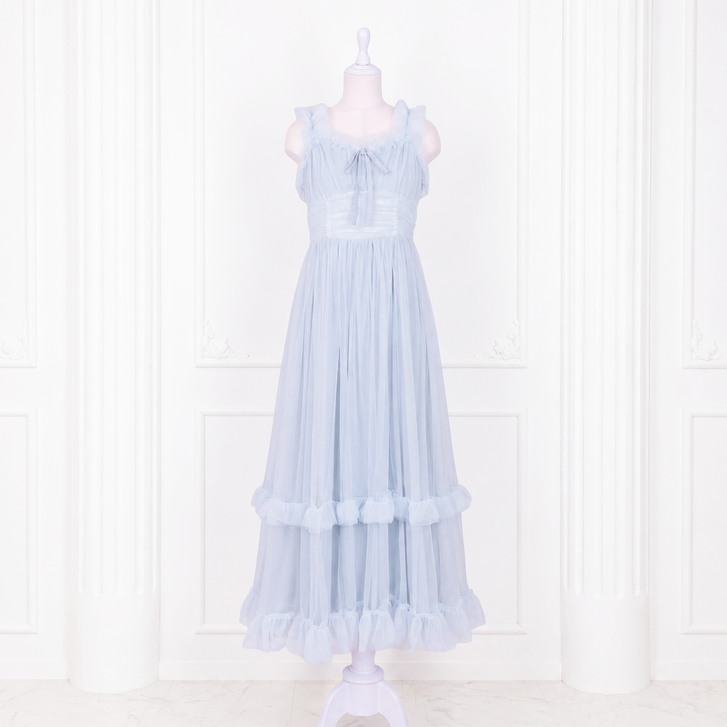 《LAFARY closet》チュールフリルロングワンピース