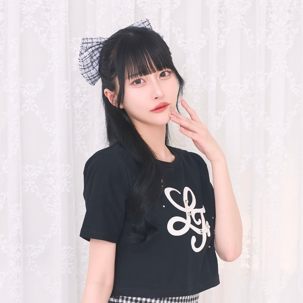 《LAFARY closet》ビジューツイードリボンバレッタ