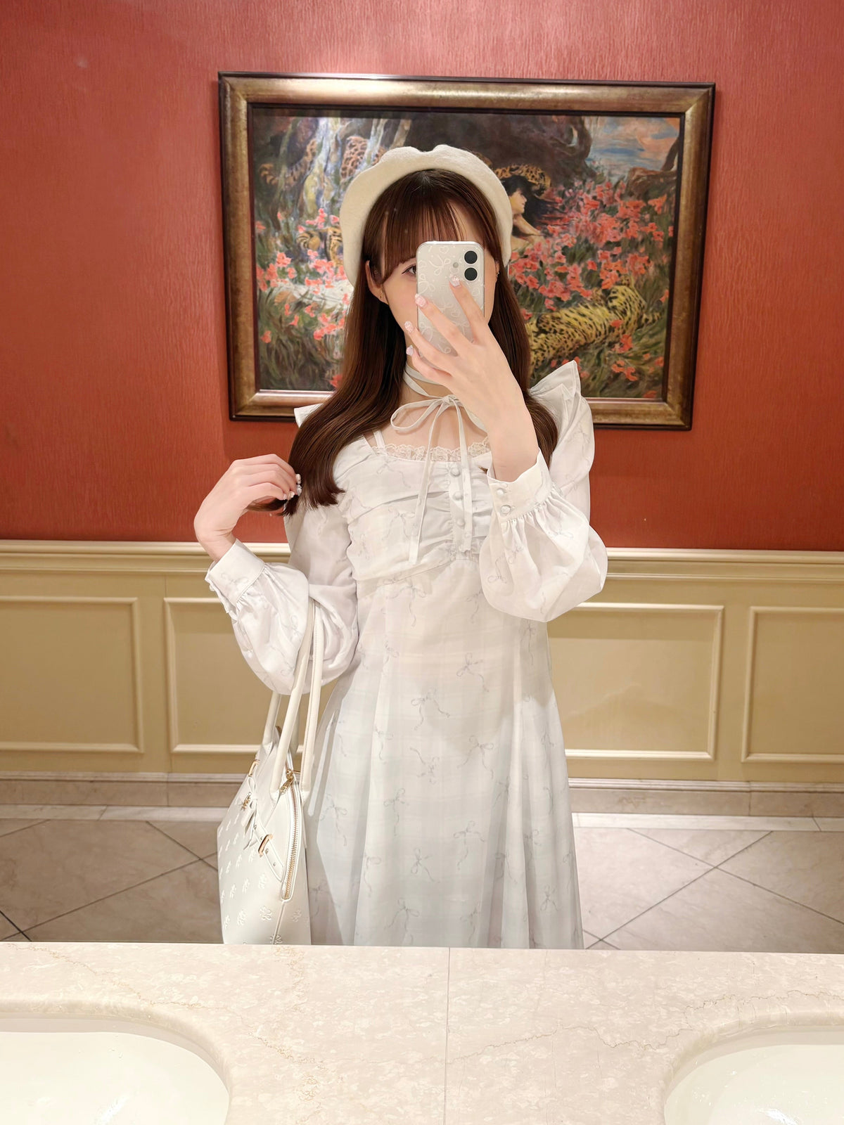 《LAFARY closet》チェックリボンロングワンピ