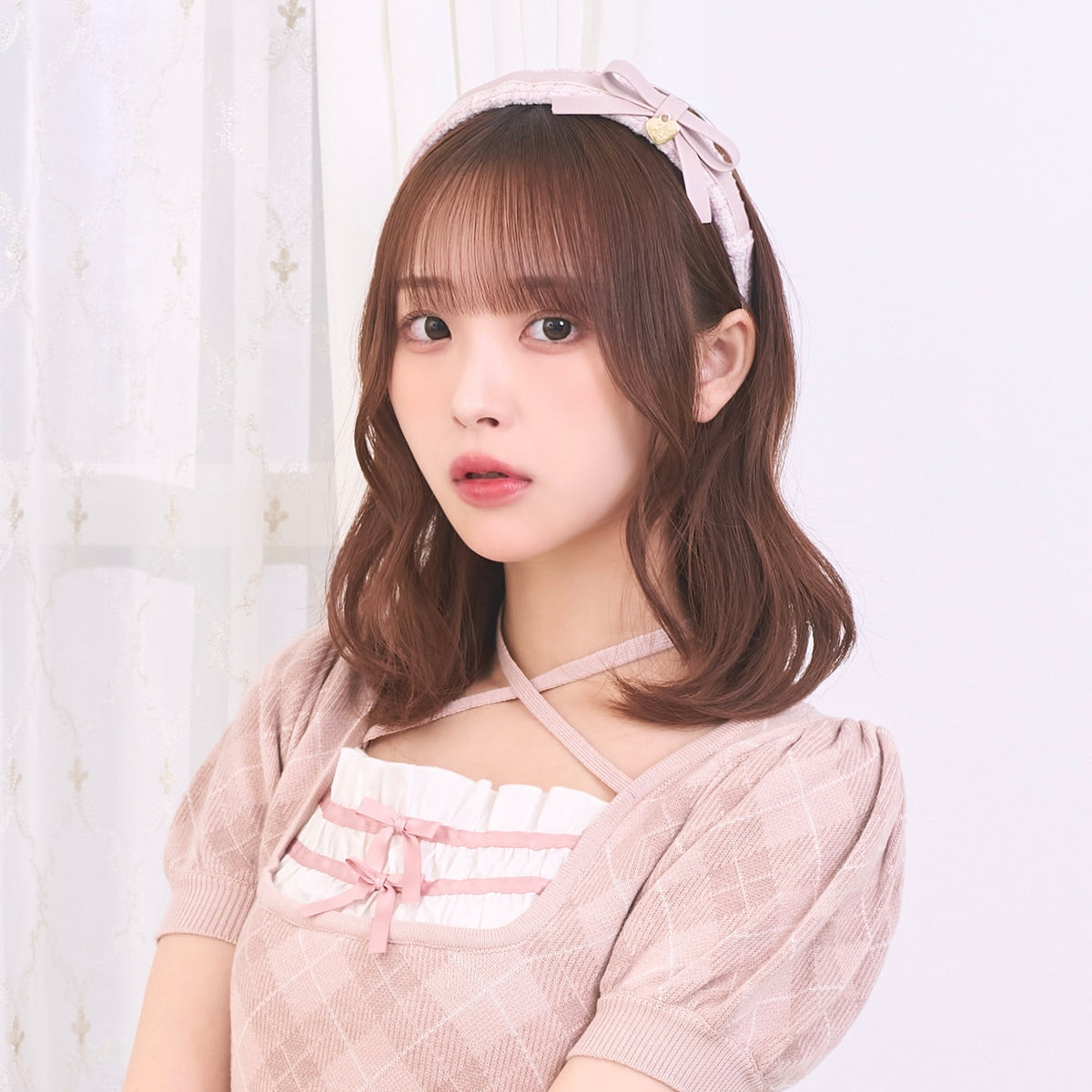 《LAFARY closet》合皮リボンツイードカチューシャ