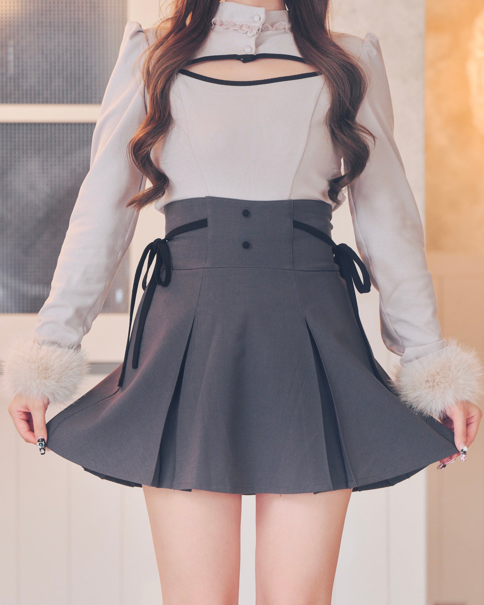 《LAFARY》ボックスプリーツスカート