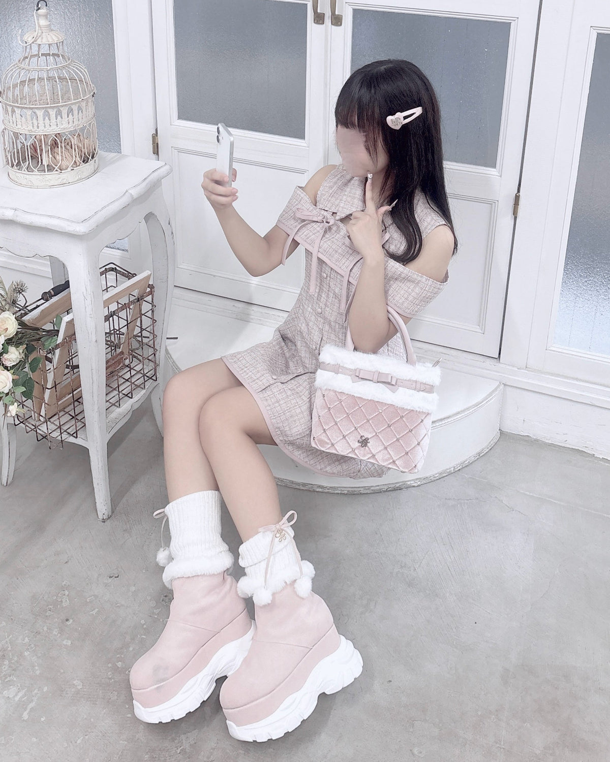《LAFARY closet》サテンハートヘアピン