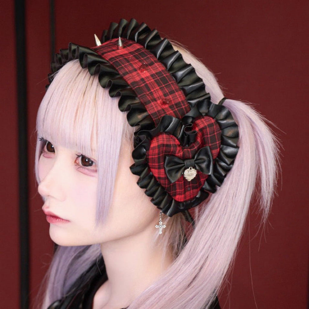 《mine》レザーハート ヘッドドレス