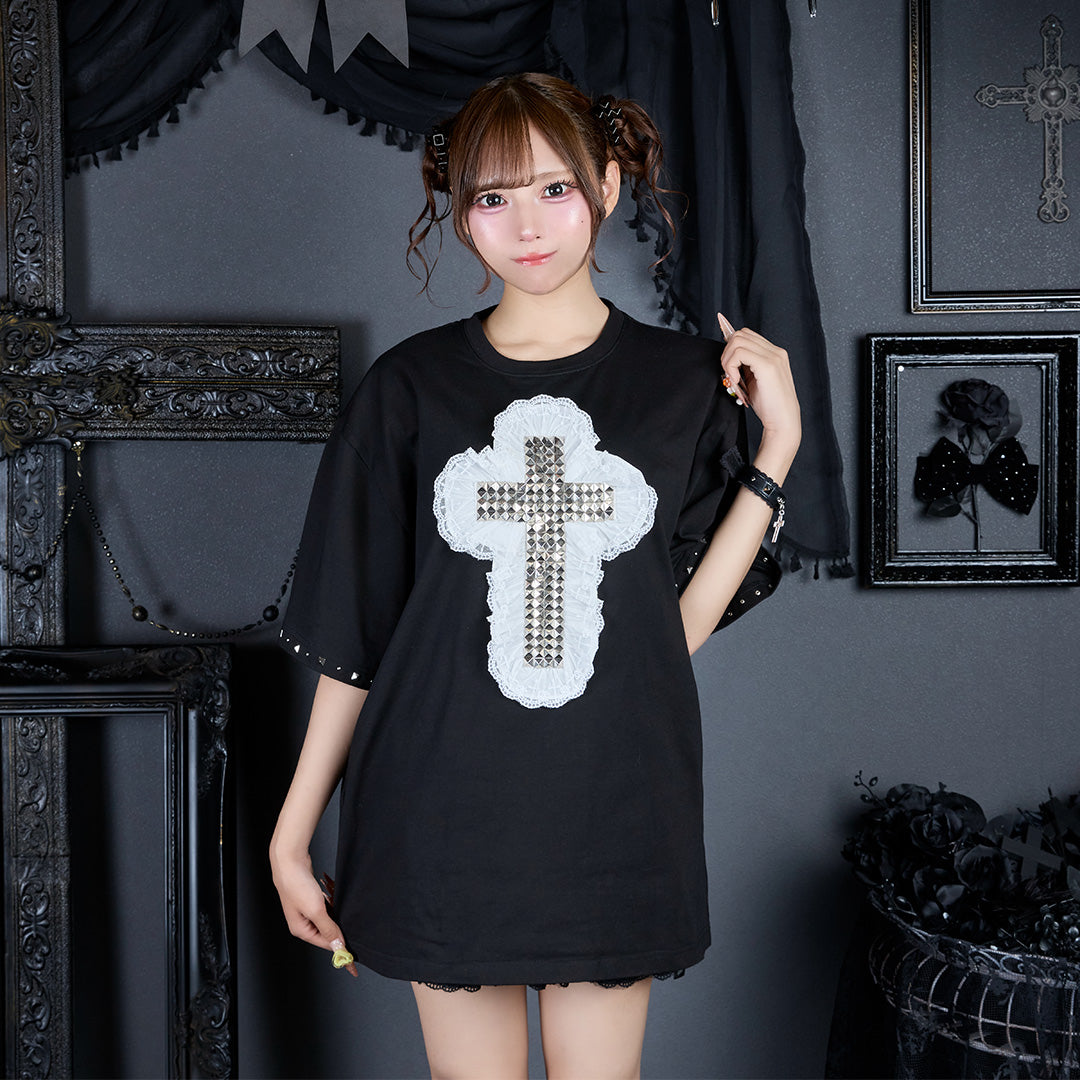 《mine》スタッズクロスTシャツ