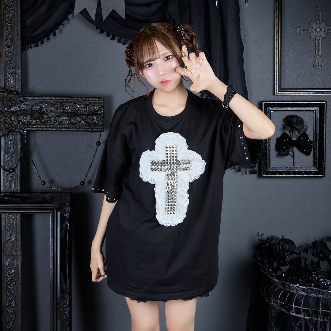 《mine》スタッズクロスTシャツ