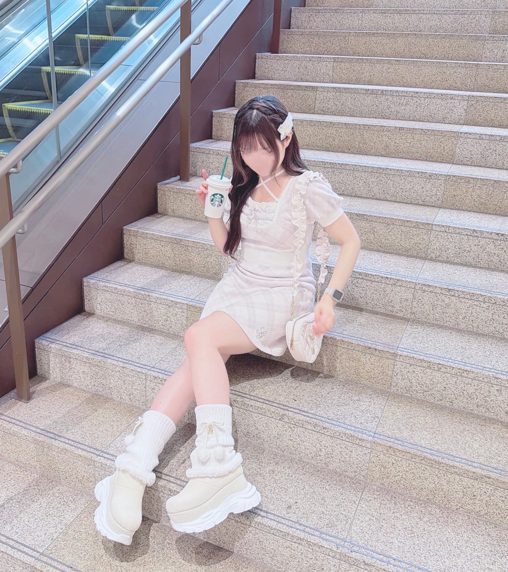 《LAFARY closet》レイヤードチェックニットワンピ