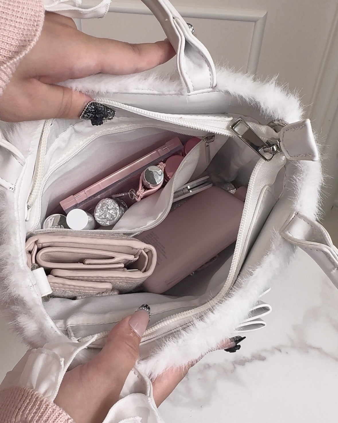 《LAFARY closet》キルティングファーバッグ