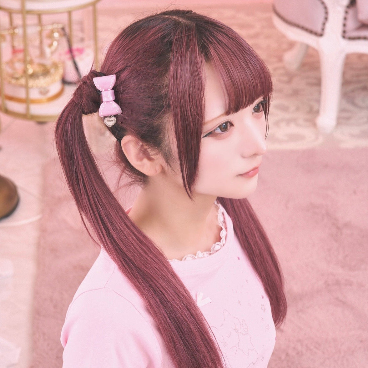 《mine》ストーンリボンヘアゴム