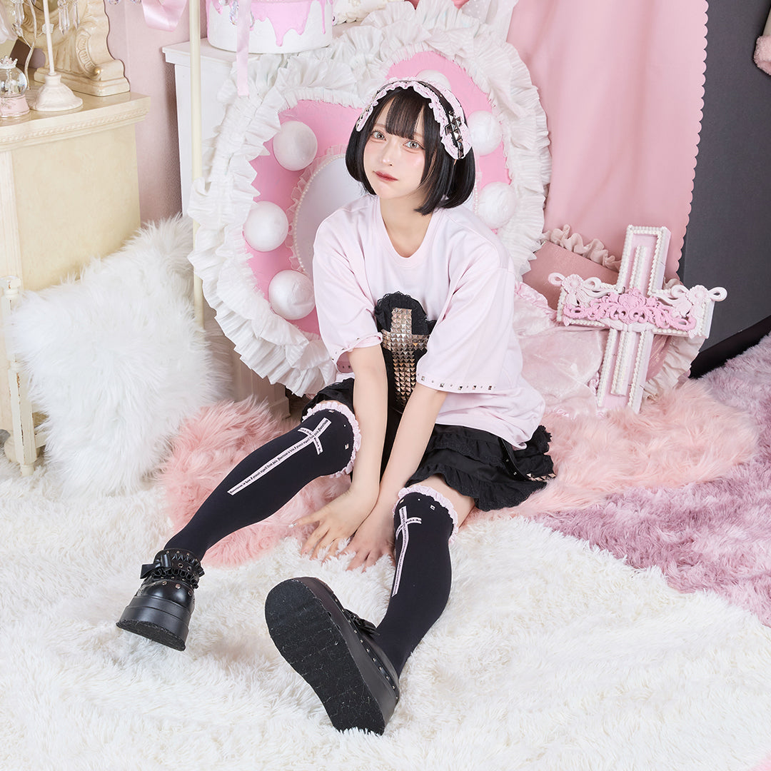 《mine》スタッズクロスTシャツ