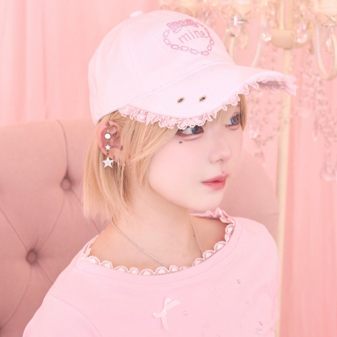 《mine》ストーンレースキャップ