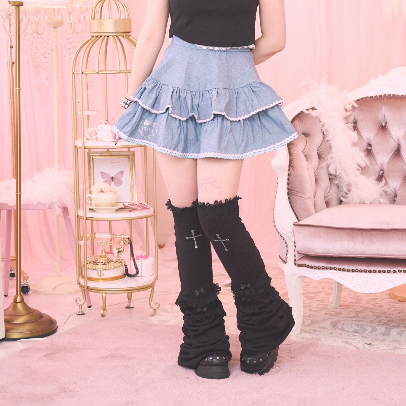 《mine》ロゴデニムスカート