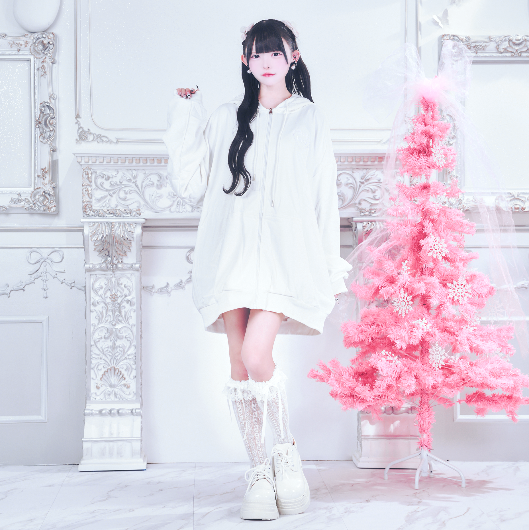 《mine》チャーム付きリボンハートソックス