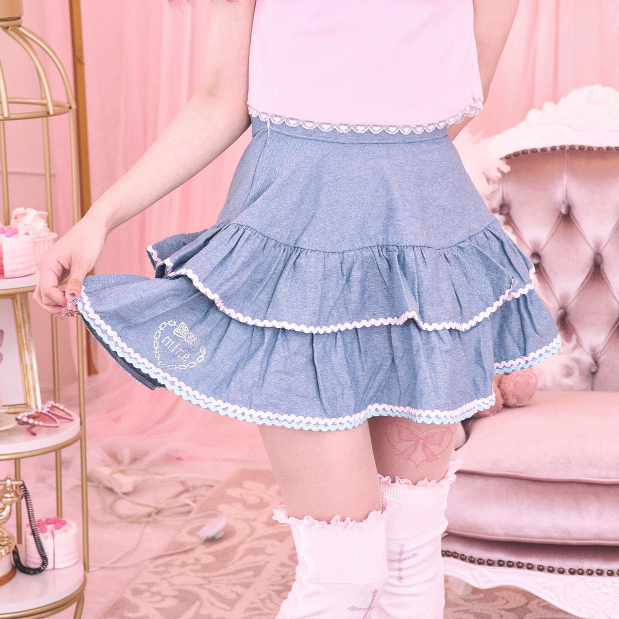 《mine》ロゴデニムスカート