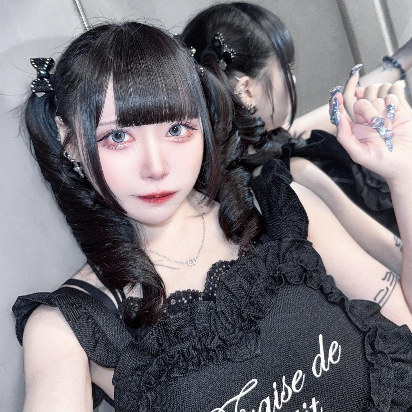 《mine》ストーンリボンヘアゴム