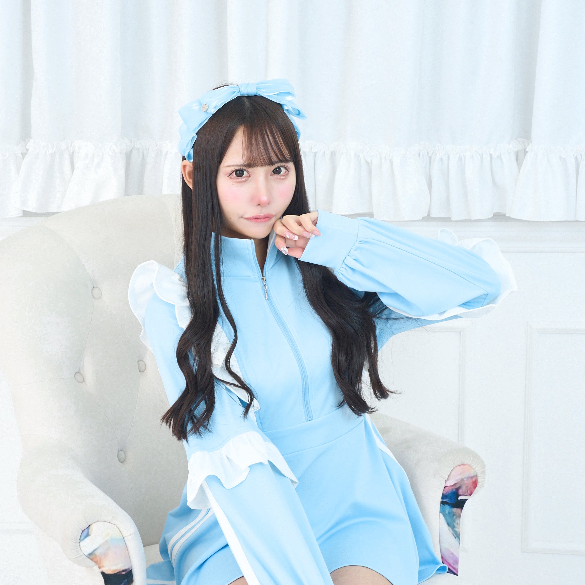 《LAFARYオリジナル》サテンオーガンジーリボンカチューシャ